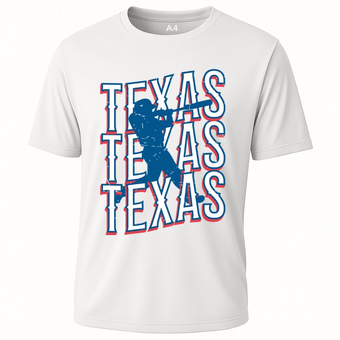 Retro Texas Baseball Cooling Performance Crew T-Shirt