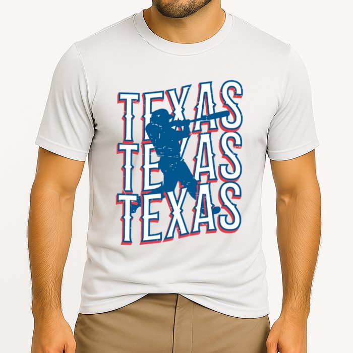 Retro Texas Baseball Cooling Performance Crew T-Shirt