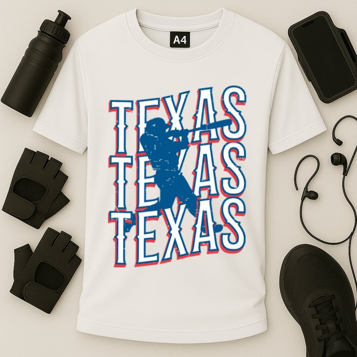 Retro Texas Baseball Cooling Performance Crew T-Shirt