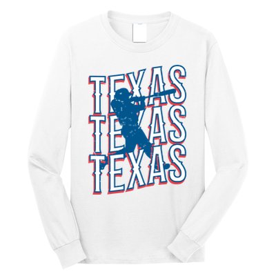 Retro Texas Baseball Long Sleeve Shirt