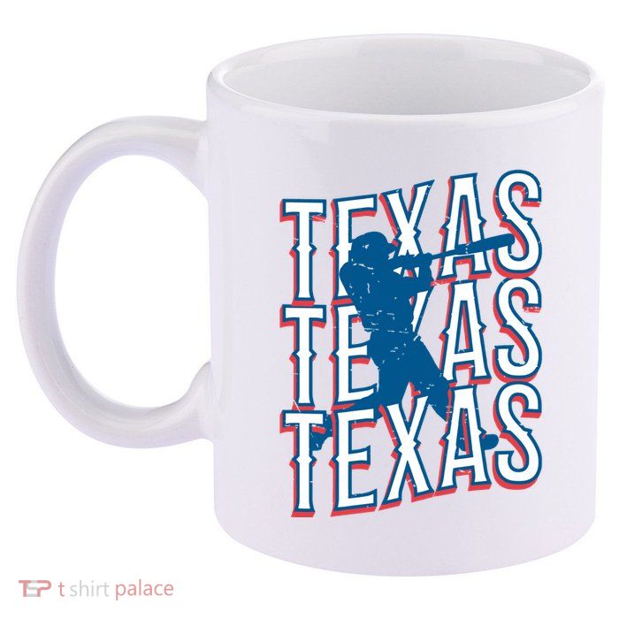 Retro Texas Baseball 11oz C Handle Ceramic Mug