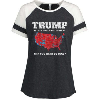 Retro Trump Better Coverage Than 5g Can You Hear Us Now Enza Ladies Jersey Colorblock Tee