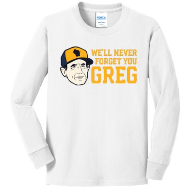 Reviewing The Brew Craig Counsell WeLl Never Forget You Greg Kids Long Sleeve Shirt