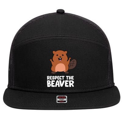 Respect The Beaver Funny Beaver 7 Panel Mesh Trucker Snapback Hat