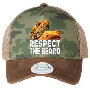 Respect The Beard Funny Bearded Dragon Lizard Owner Son Legacy Tie Dye Trucker Hat