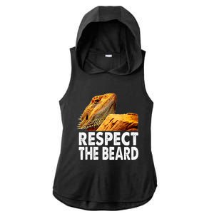 Respect The Beard Funny Bearded Dragon Lizard Owner Son Ladies PosiCharge Tri-Blend Wicking Draft Hoodie Tank