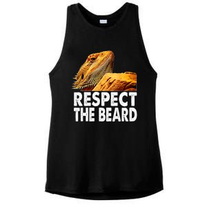 Respect The Beard Funny Bearded Dragon Lizard Owner Son Ladies PosiCharge Tri-Blend Wicking Tank