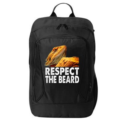 Respect The Beard Funny Bearded Dragon Lizard Owner Son City Backpack