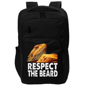 Respect The Beard Funny Bearded Dragon Lizard Owner Son Impact Tech Backpack