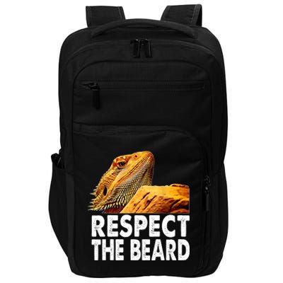 Respect The Beard Funny Bearded Dragon Lizard Owner Son Impact Tech Backpack