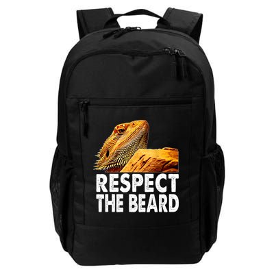 Respect The Beard Funny Bearded Dragon Lizard Owner Son Backpack