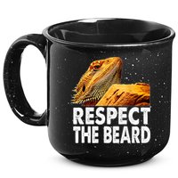 Respect The Beard Funny Bearded Dragon Lizard Owner Son 15oz Campfire Ceramic Mug