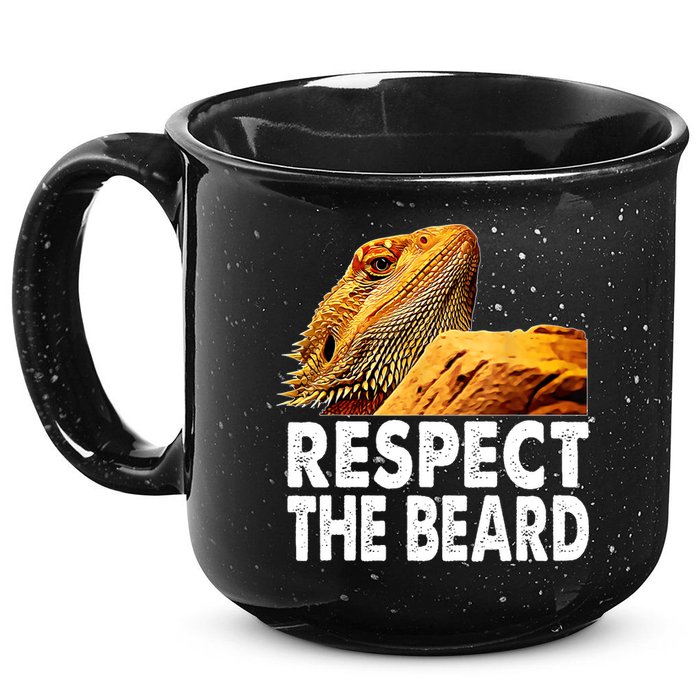 Respect The Beard Funny Bearded Dragon Lizard Owner Son 15oz Campfire Ceramic Mug