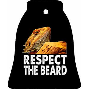 Respect The Beard Funny Bearded Dragon Lizard Owner Son Ceramic Bell Ornament