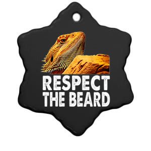 Respect The Beard Funny Bearded Dragon Lizard Owner Son Ceramic Star Ornament