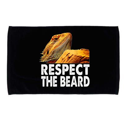 Respect The Beard Funny Bearded Dragon Lizard Owner Son Microfiber Hand Towel