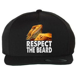 Respect The Beard Funny Bearded Dragon Lizard Owner Son Wool Snapback Cap