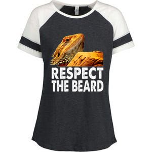 Respect The Beard Funny Bearded Dragon Lizard Owner Son Enza Ladies Jersey Colorblock Tee