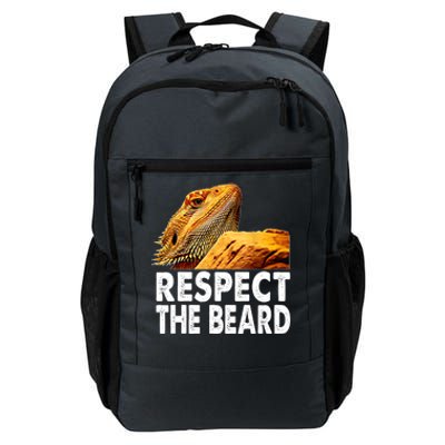 Respect The Beard Funny Bearded Dragon Lizard Owner Son Daily Commute Backpack