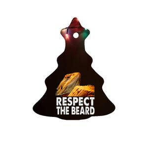 Respect The Beard Funny Bearded Dragon Lizard Owner Son Ceramic Tree Ornament