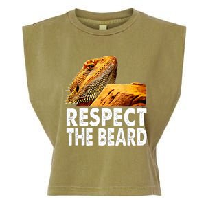 Respect The Beard Funny Bearded Dragon Lizard Owner Son Garment-Dyed Women's Muscle Tee