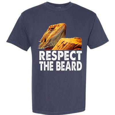 Respect The Beard Funny Bearded Dragon Lizard Owner Son Garment-Dyed Heavyweight T-Shirt