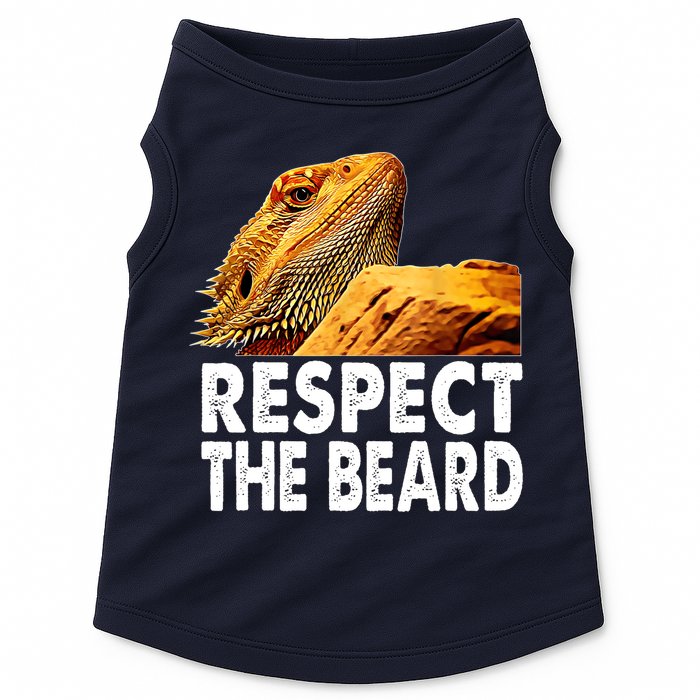 Respect The Beard Funny Bearded Dragon Lizard Owner Son Doggie Tank