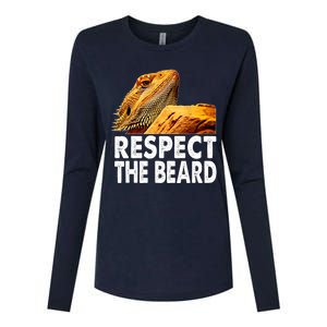 Respect The Beard Funny Bearded Dragon Lizard Owner Son Womens Cotton Relaxed Long Sleeve T-Shirt