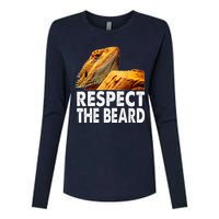 Respect The Beard Funny Bearded Dragon Lizard Owner Son Womens Cotton Relaxed Long Sleeve T-Shirt