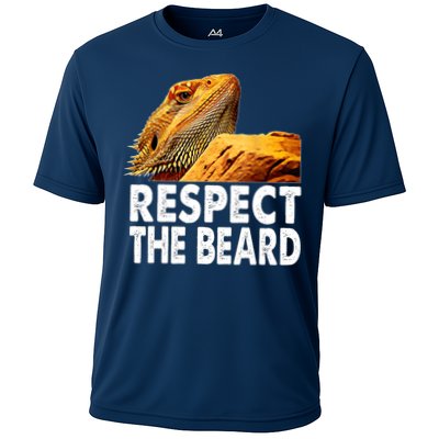 Respect The Beard Funny Bearded Dragon Lizard Owner Son Performance Shirt
