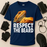 Respect The Beard Funny Bearded Dragon Lizard Owner Son Cooling Performance Crew T-Shirt