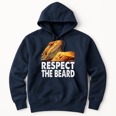 Respect The Beard Funny Bearded Dragon Lizard Owner Son Hoodie