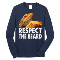 Respect The Beard Funny Bearded Dragon Lizard Owner Son Long Sleeve Shirt
