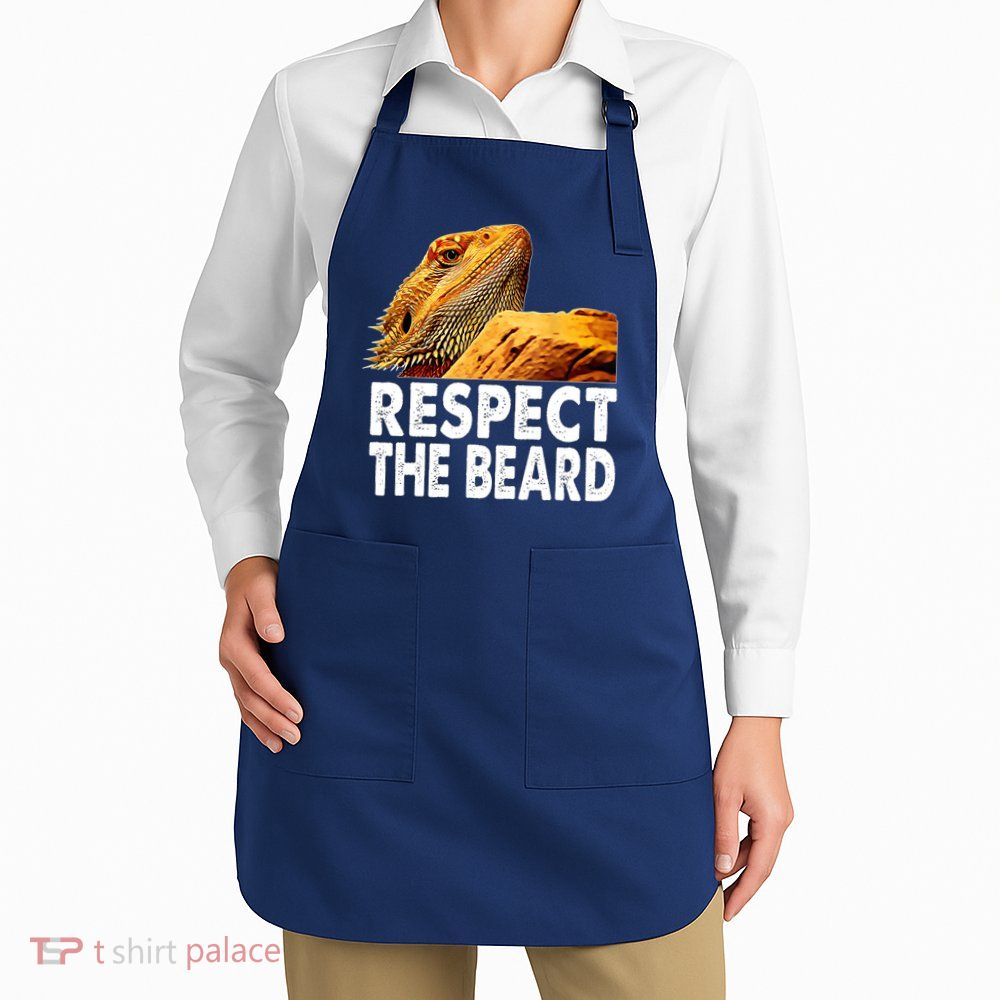 Respect The Beard Funny Bearded Dragon Lizard Owner Son Apron