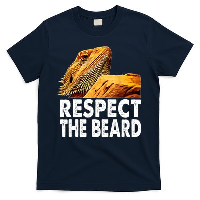 Respect The Beard Funny Bearded Dragon Lizard Owner Son T-Shirt