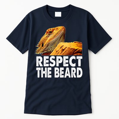 Respect The Beard Funny Bearded Dragon Lizard Owner Son Tall T-Shirt