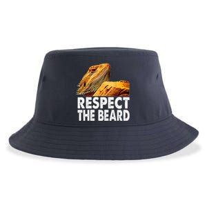 Respect The Beard Funny Bearded Dragon Lizard Owner Son Sustainable Bucket Hat