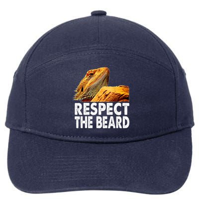 Respect The Beard Funny Bearded Dragon Lizard Owner Son 7-Panel Snapback Hat