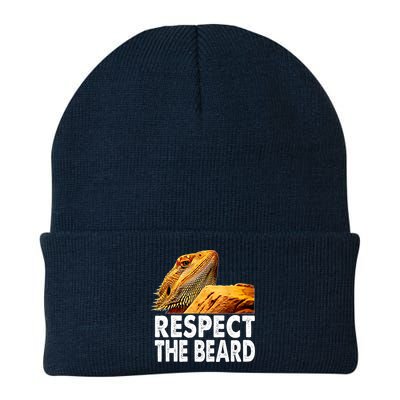 Respect The Beard Funny Bearded Dragon Lizard Owner Son Beanie