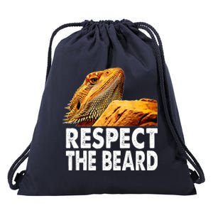 Respect The Beard Funny Bearded Dragon Lizard Owner Son Drawstring Bag