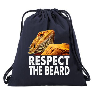 Respect The Beard Funny Bearded Dragon Lizard Owner Son Drawstring Bag