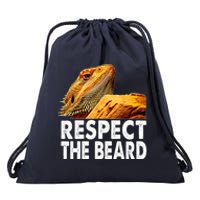 Respect The Beard Funny Bearded Dragon Lizard Owner Son Drawstring Bag