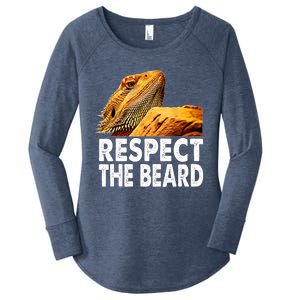 Respect The Beard Funny Bearded Dragon Lizard Owner Son Women's Perfect Tri Tunic Long Sleeve Shirt