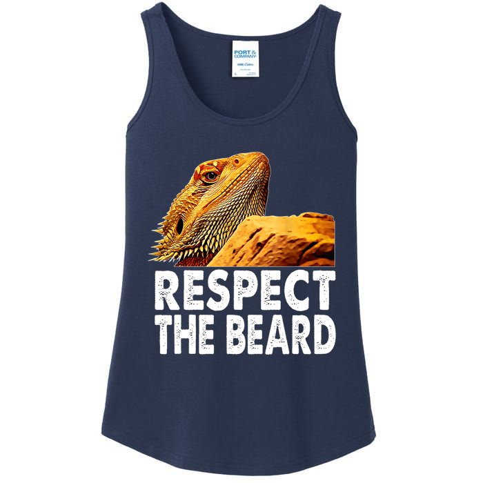 Respect The Beard Funny Bearded Dragon Lizard Owner Son Ladies Essential Tank