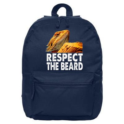 Respect The Beard Funny Bearded Dragon Lizard Owner Son 16 in Basic Backpack