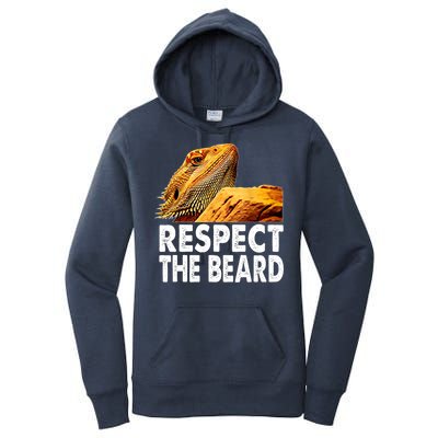Respect The Beard Funny Bearded Dragon Lizard Owner Son Women's Pullover Hoodie