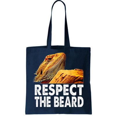 Respect The Beard Funny Bearded Dragon Lizard Owner Son Tote Bag