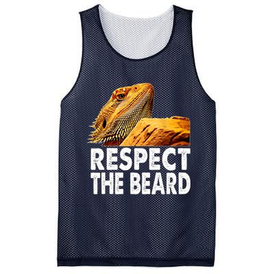 Respect The Beard Funny Bearded Dragon Lizard Owner Son Mesh Reversible Basketball Jersey Tank