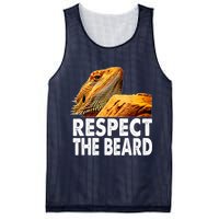 Respect The Beard Funny Bearded Dragon Lizard Owner Son Mesh Reversible Basketball Jersey Tank