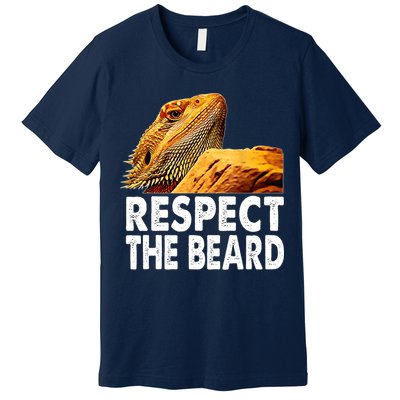 Respect The Beard Funny Bearded Dragon Lizard Owner Son Premium T-Shirt